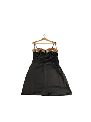 Princess Polly Kenzie Black Satin Floral Applique Bustier Mini Dress Size 10 thumbnail 3