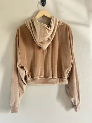 SKIMS Cropped Zip-Up Velour Hoodie Size xl thumbnail 2