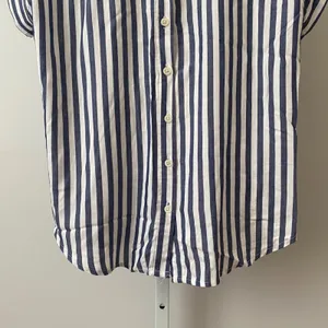 Alexander Jordan Relaxed Coastal Clean Office Siren Striped Button Top S Blue thumbnail 3