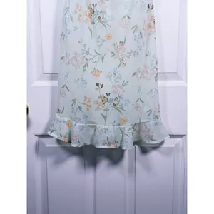 Abercrombie Floral Chiffon Mini Dress Size XXS Mint Green Ethereal Pastel Ruffle thumbnail 7
