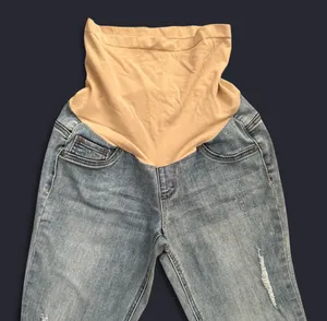 Indigo Blue Light Wash Distressed “Secret Fit Belly” Maternity Jeans thumbnail 2