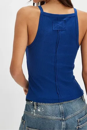 We The Free Ribbed Square-Neck Tank Top in Royal Blue thumbnail 1