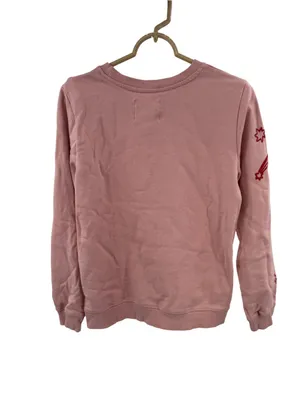 ban.do Pastel Pink Sweatshirt red floral hearts trust where you are M casual thumbnail 2