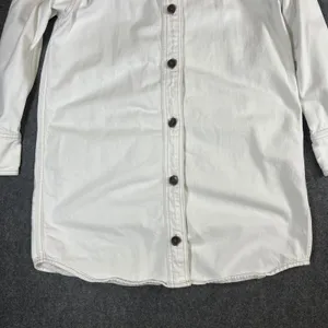 Madewell White Denim Shirt Dress Long Sleeve Button Front‎ Cotton Shacket Small thumbnail 3