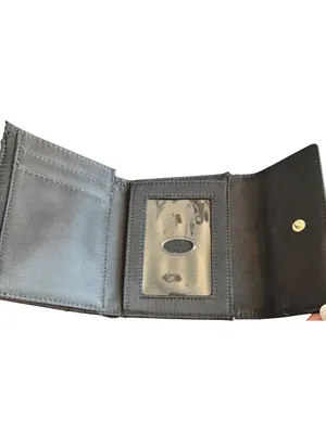 Liz Claiborne Black Nylon Brown Tri Fold Wallet Zipper Card Slots NWOT thumbnail 5
