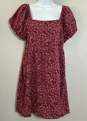NWT American Eagle Pink Floral Prairie Cottagecore‎ Babydoll Puff Sleeve Dress M thumbnail 1