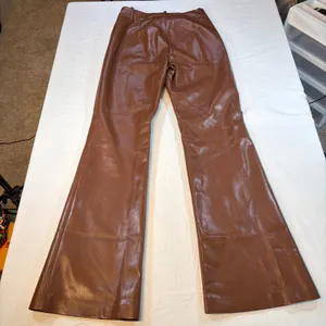 Wilfred Aritzia womens vegan leather Melina brown bootcut pants. Size 4. party thumbnail 4