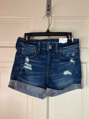 American Eagle Midi Cuffed Dark Blue Shorts Stretch Low Rise Women’s Size 0 NWT thumbnail 10