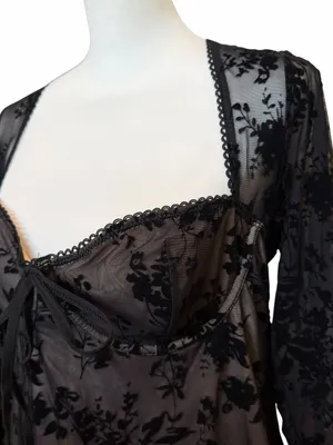 SHEIN Velvet Mini Dress Size XL Black Whimsigoth Fairy Grunge Dark Romantic Goth thumbnail 5
