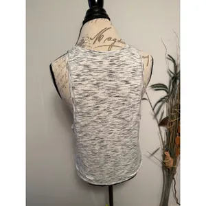 Lululemon High Neck Space Dye Tank Top White Black Size 10 Activewear Athleisure thumbnail 2