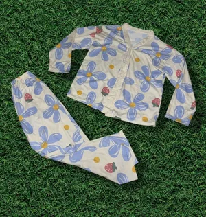 Womens Floral Pajamas Blue Size XL thumbnail 1
