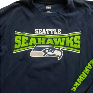 Majestic Blue long sleeve Seattle Seahawks T-SHIRT thumbnail 5