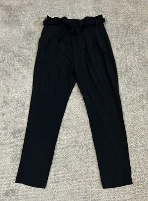 Sézane Pants Womens 40 US 8 Black Trousers Belted Pockets Career Classy Office thumbnail 1