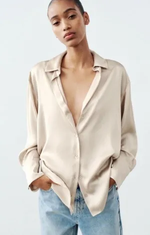 ZARA Satin Effect Shirt thumbnail 1