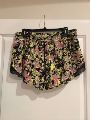 lululemon athletica Neon Yellow & Pink Floral Hotty Hot Shorts thumbnail 5
