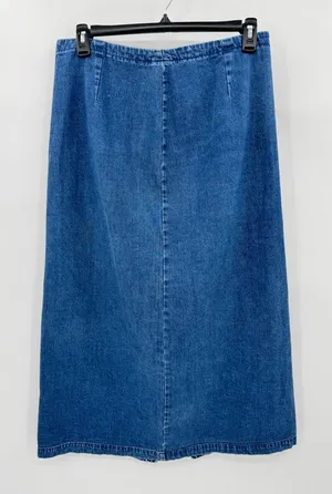 Eddie Bauer Vintage Y2K 90s Denim Jean Skirt Midi Straight Cotton Cottagecore 16 thumbnail 1