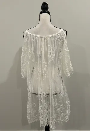 Lace Cover Shirt White Size XXL thumbnail 5
