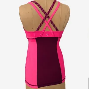 Lululemon Energy Striped Crossback Tank Top Raspberry Glo Built in Bra Size 4 thumbnail 9