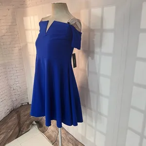 Lulu’s NWT Play the Party Cobalt Blue Off-the-Shoulder Skater Dress size xl thumbnail 7