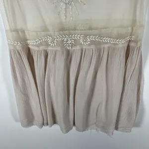 Free People Top Womens‎ Cream Sheer Beaded Mesh Boho Lace Top Size M NWT Boho thumbnail 3