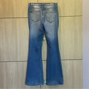 Vibrant Distressed Flare Jeans Medium Wash Size 15 / 31 Boho Hippie thumbnail 6