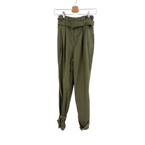L'Academie The Virgil Pant Olive Green Paperbag Belted Utility Pants Size XS thumbnail 3