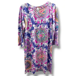 Lilly Pulitzer Bay Dress Play That Trunky Music Elephant Pima Cotton‎ Large thumbnail 4