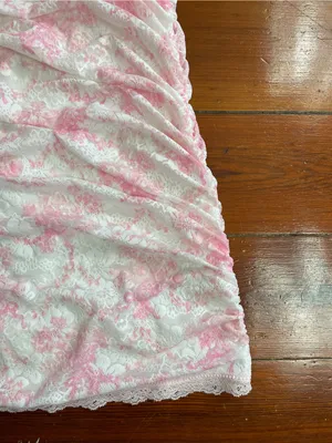 LoveShackFancy X Victorias Secret Charlamagne Pink Ruched Lace Dress Sz XS💛🎀 thumbnail 13