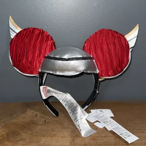 Disney Marvel Mighty Thor Mickey ears silver red gold winged helmet headband NEW thumbnail 4