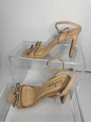 Lulu's Tan Bow Ankle-Strap Sandals with Rhinestone Accent thumbnail 2