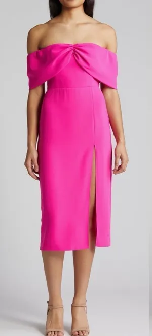 Amanda Uprichard Darien‎ Off the Shoulder Cocktail Dress, Hot Pink, Large, NWT thumbnail 1
