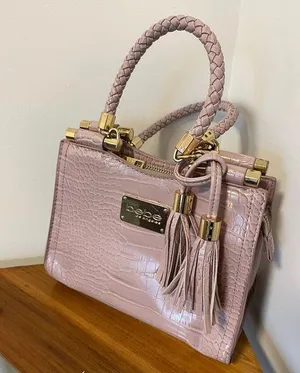 bebe light pink lavender faux crocodile mini purse thumbnail 1