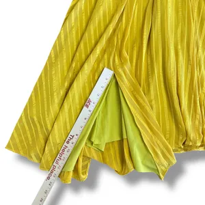 Chartreuse Pleated Wrap Dress Long Sleeve Asym Hem Midi Yellow Women‎ thumbnail 5