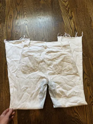 Mother The Hustler Ankle Fray High-Rise White Cropped Flare Jeans thumbnail 9