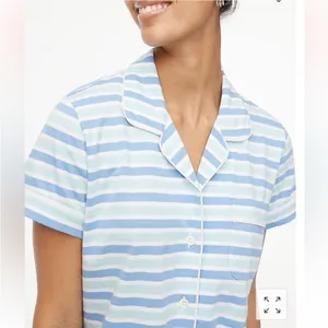 NWOT J Crew Women’s 100% Cotton Striped Pajama Top blue purple Sz XS thumbnail 2