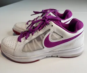 Nike Women’s White and Purple Air Vapor Ace Sneakers thumbnail 1