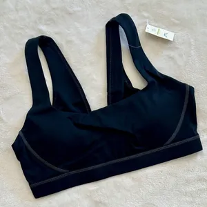 NWT Offline by Aerie Black with Gray Stitching Goals Padded Sports Bra - Size: M thumbnail 1
