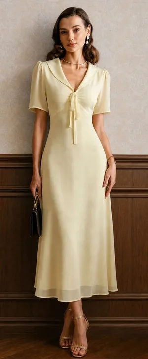 RIHOAS Pale Yellow Tie-Front Maxi Dress thumbnail 1