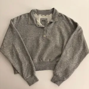 Madewell Heather Gray Cropped Polo Sweatshirt thumbnail 2