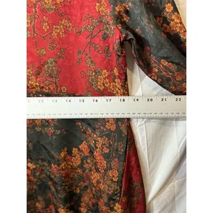 NWT Ania A VTG Floral Artsy Boho Patchwork Button Asymmetrical Red Light Jacket Size L thumbnail 6