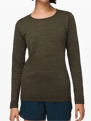 Lululemon Swiftly Relaxed Long Sleeve Dark Olive / Fatigue Green. Size 4 thumbnail 1