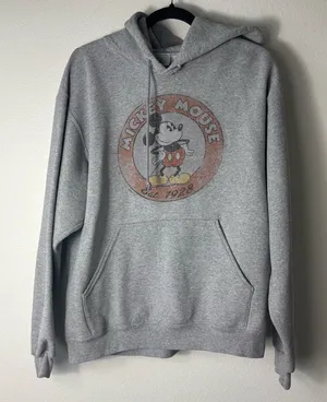 Disney Mickey Mouse Est 1928 Gray Hoodie Unisex Medium Vintage Graphic thumbnail 1