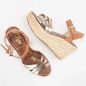Sam Edelman Gold and Tan Platform Sandals thumbnail 1