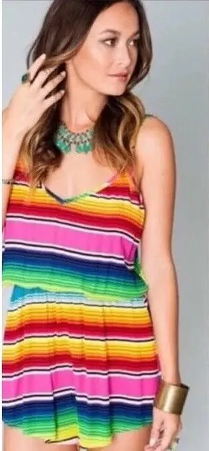 Show Me Your MuMu‎ serape party romper Sz X Small thumbnail 1