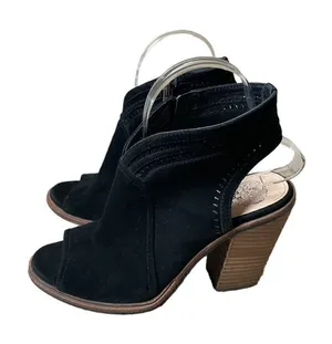 Vince Camuto Peep Toe Stacked Block Heel Faux Suede Sling Back Sandals Size 7.5 thumbnail 1