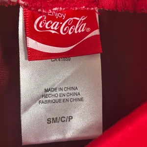 Coca-Cola Track Pants Small Burgundy Red Side Stripe‎ Wide Leg Logo Lounge thumbnail 3