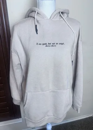 Forever 21 Marilyn Monroe Graphic Hoodie Beige Quote Sweatshirt Womens Medium thumbnail 1
