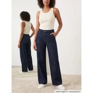 DKNY Jeans Womens‎ High Rise Wide Leg Denim Trousers Dark Indigo Cotton 27 Q2639 thumbnail 2