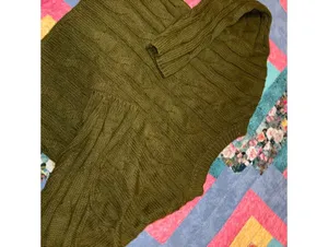 Madewell $98 Cozy Olive Green Cable Knit V-Neck Crop Sweater Woman’s S Outdoor thumbnail 4