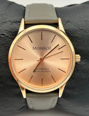 Monroe By Maestro Classique Rose Gold Tone Gray Leather Band Watch New Battery thumbnail 1